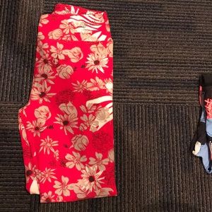 Red floral Leggings
